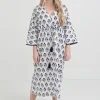 Agra Bloom Indigo Long Caftan Coverup