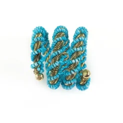 Blue Wrapped Beaded Napkin Ring | Set of 4