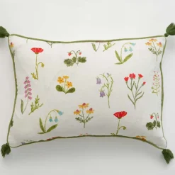 Botanical Garden Linen Lumbar Pillow Cover