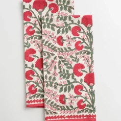 Cactus Flower Scarlet & Rose Tea Towels