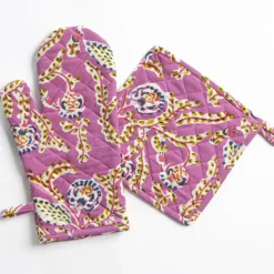 Climbing Dahlia Lilac Oven Mitt Set