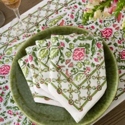 Dove & Cypress Pink & Green Napkin | Set of 4