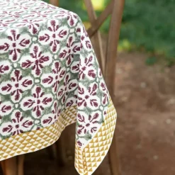 Fleur de Lis Antique Jade Tablecloth