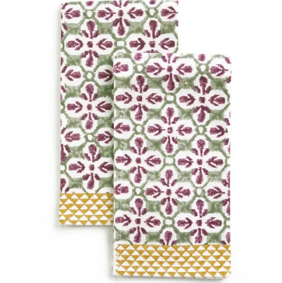 Fleur de Lis Antique Jade Tea Towels