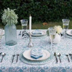 Floral Trellis Aqua Tablecloth
