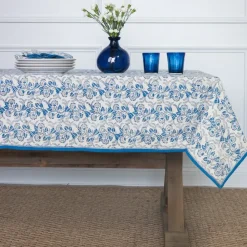 Gardenia Vine Azure Tablecloth