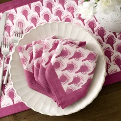 Geo Feather Fuchsia Napkin | Set of 4