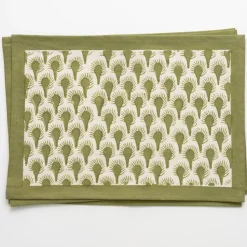 Geo Feather Moss Placemats | Set of 4