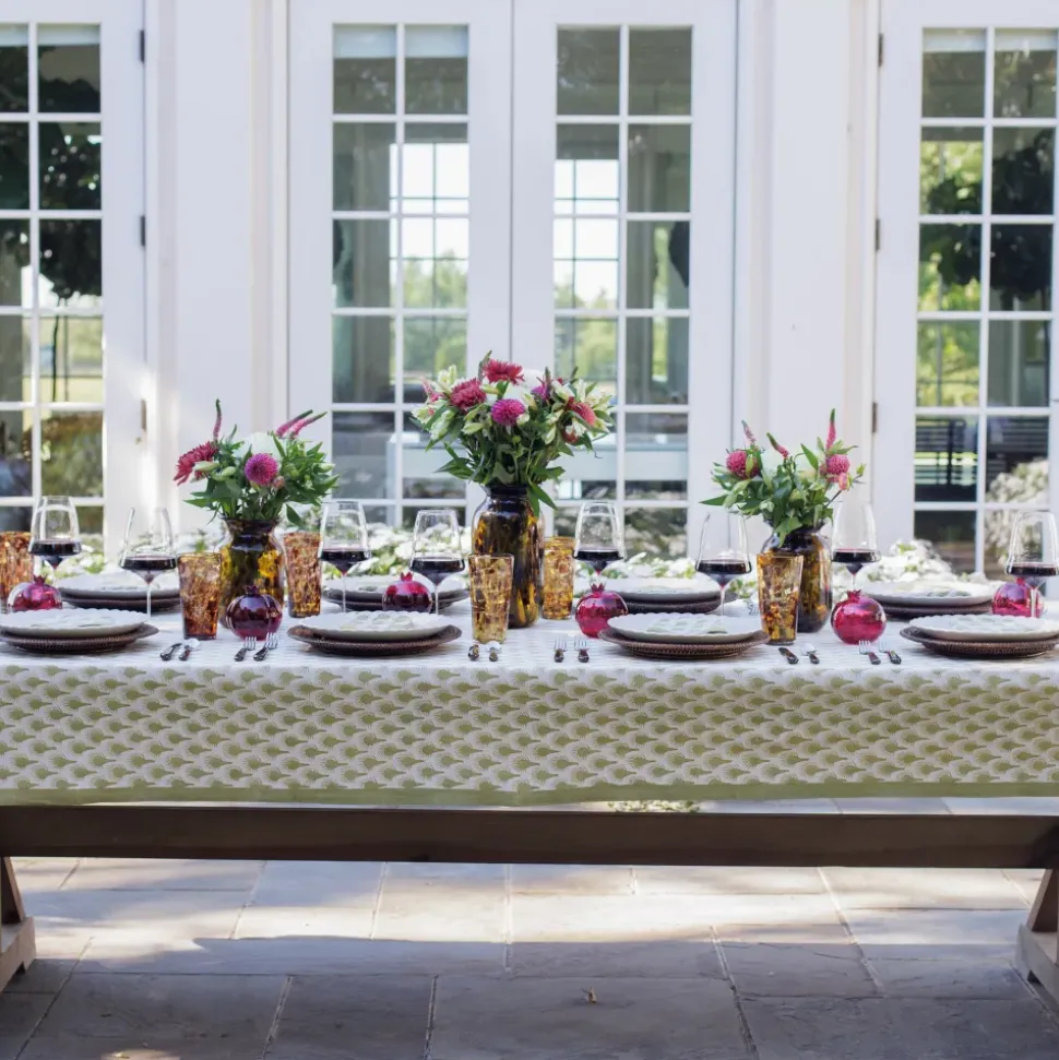Geo Feather Moss Tablecloth