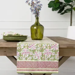 Grecian Palm Fern & Magenta Table Runner
