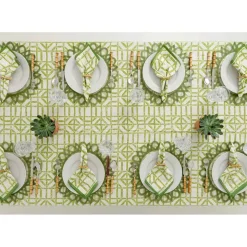 Green Edge Woven Round Placemats | Set 4