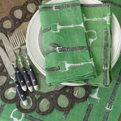 Green Linen Snaffle & Buckle Napkin | Set of 4