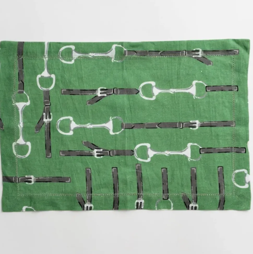 Green Linen Snaffle & Buckle Placemat | Set of 4