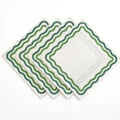 Green Square Wave Placemat | Set of 4