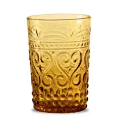 Hand Crafted in Italy| Modern Pressed Juice Glass-Amber