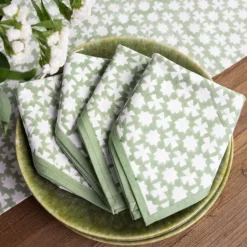 India Hicks Cuban Cross Soft Sage Napkins