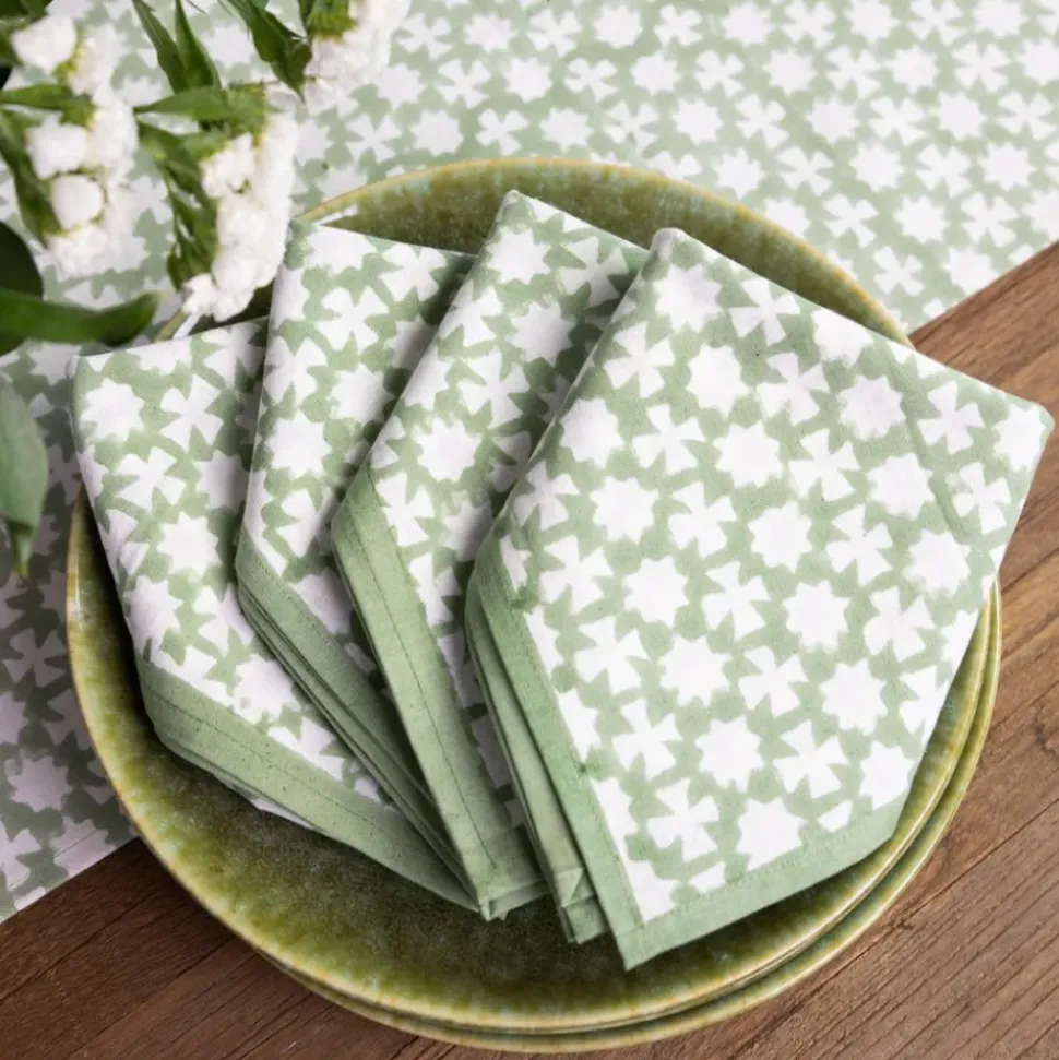 India Hicks Cuban Cross Soft Sage Napkins