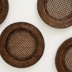 India Hicks Home Antique Brown Rattan Charger | Set of 4