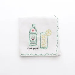 Mixed Drink Embroidered Linen Cocktail Napkins | Set of 6