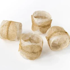 Mustard Poplar Leaf Napkin Rings | Set of 4