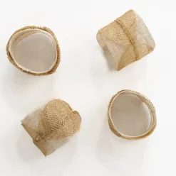 Mustard Poplar Leaf Napkin Rings | Set of 4
