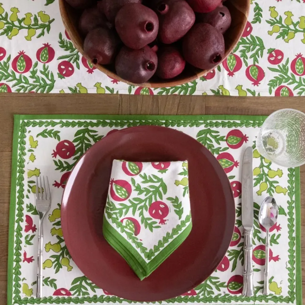Pom Bells Basil & Magenta Placemat