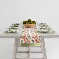 Pom Bells Fern & Poppy Table Runner