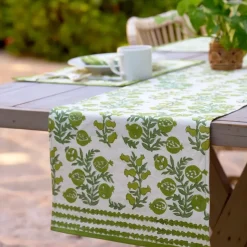 Pom Bells Green Table Runner
