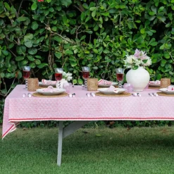 Pom Buti Pink Tablecloth