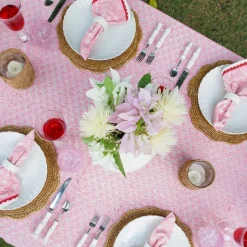 Pom Buti Pink Tablecloth