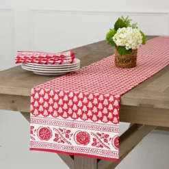 Pom Buti Red Table Runner