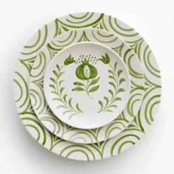 Pomegranate Crest Green Dinner Plate | Set of 2