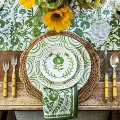 Pomegranate Crest Green Dinner Plate | Set of 2