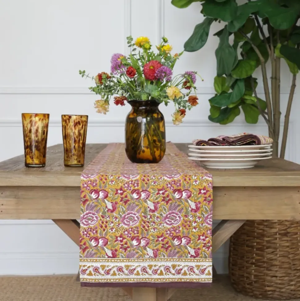 Pomegranate Garden Plum & Ochre Table Runner