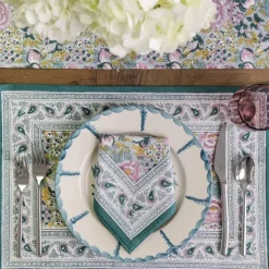 Pomegranate Garden Teal & Lilac Placemat | Set of 4