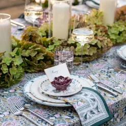 Pomegranate Garden Teal & Lilac Tablecloth
