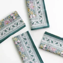 Pomegranate Garden Teal & Lilac Napkin | Set of 4