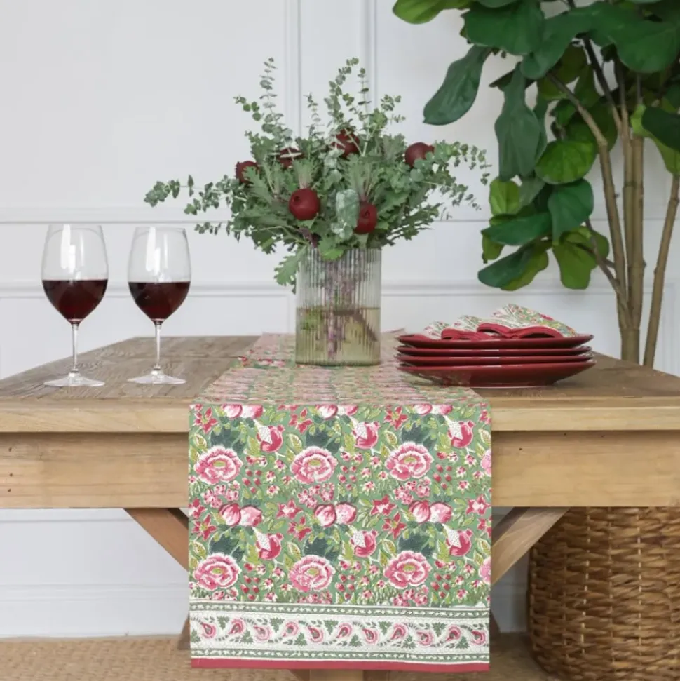 Pomegranate Garden Wine & Rose Table Runner