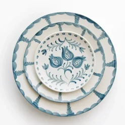 Pomegranate Trio Vine Teal Appetizer Plate | Set of 4