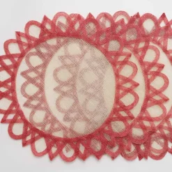 Red Bordered Round Woven Easy Care Placemats