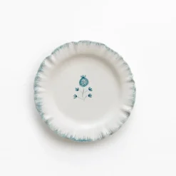 Ruffled Teal Appetizer Plate | Set of 4