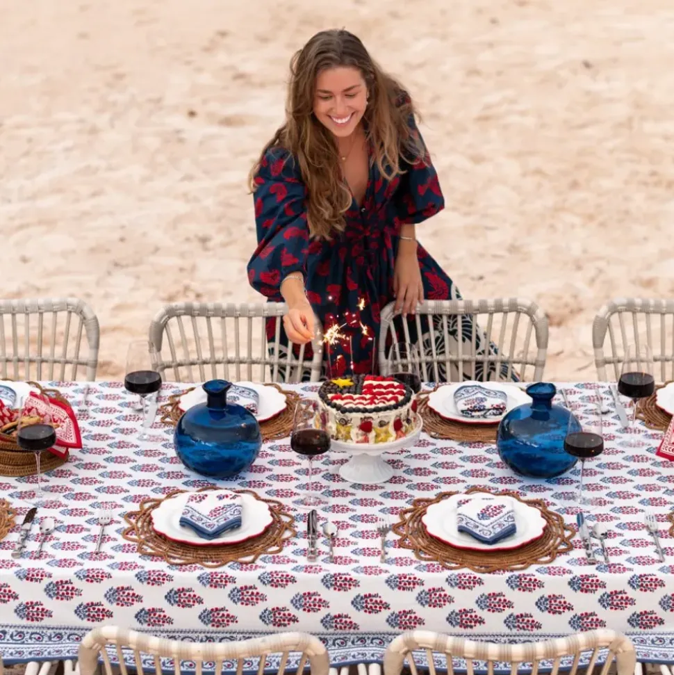 Sagar Red & Blue Tablecloth