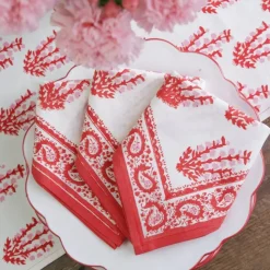 Sagar Red & Pink Napkin | Set of 4