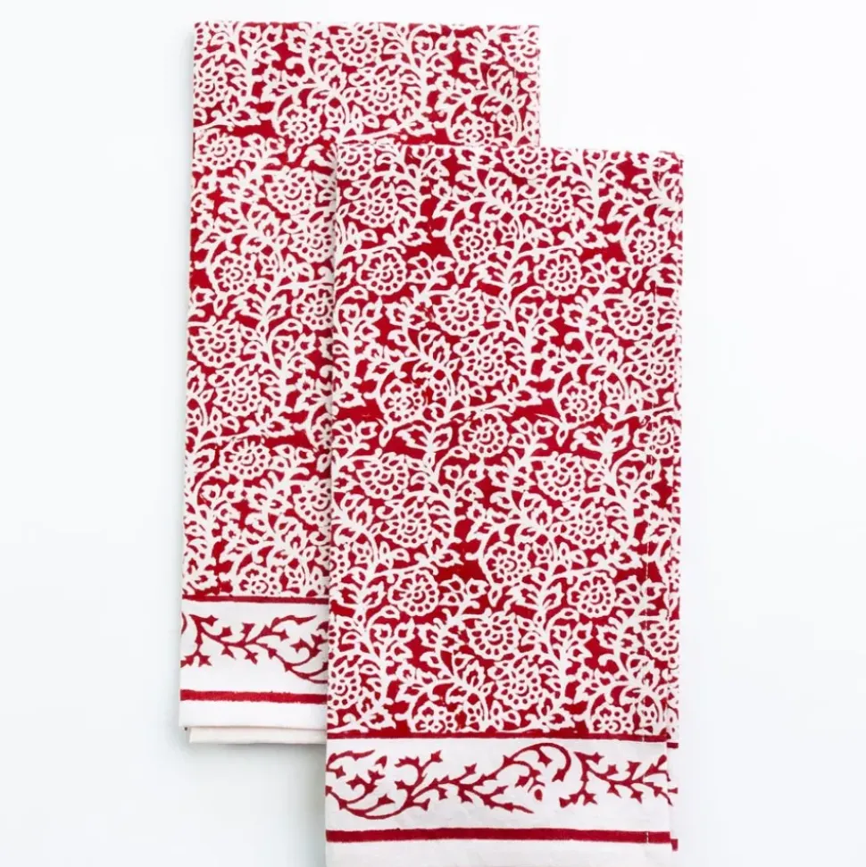 Tapestry Deep Red Tea Towels