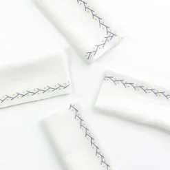 Twig & Dot Navy & Yellow Embroidered Linen Napkin | Set of 4