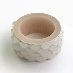 White Round Resin Beaded Napkin Ring | Set of 4