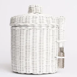 White Wicker Lidded Ice Bucket