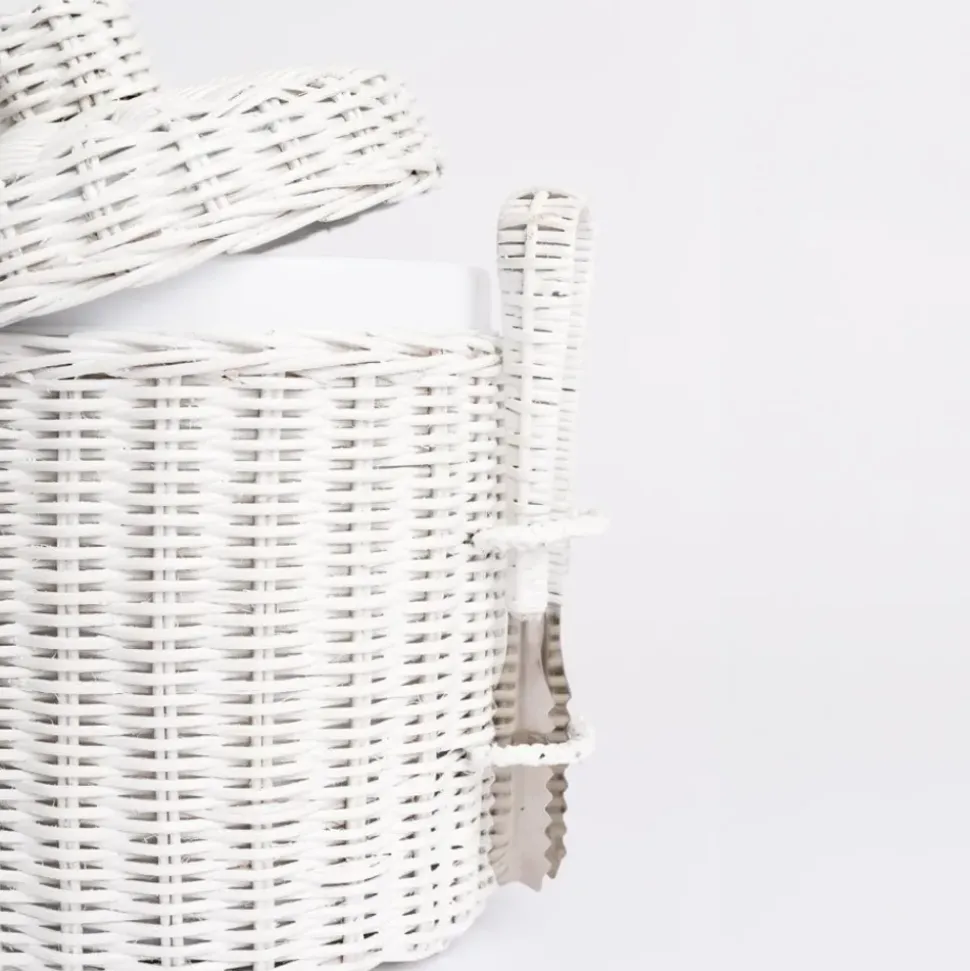 White Wicker Lidded Ice Bucket