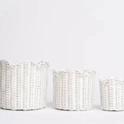White Wicker Scalloped Container